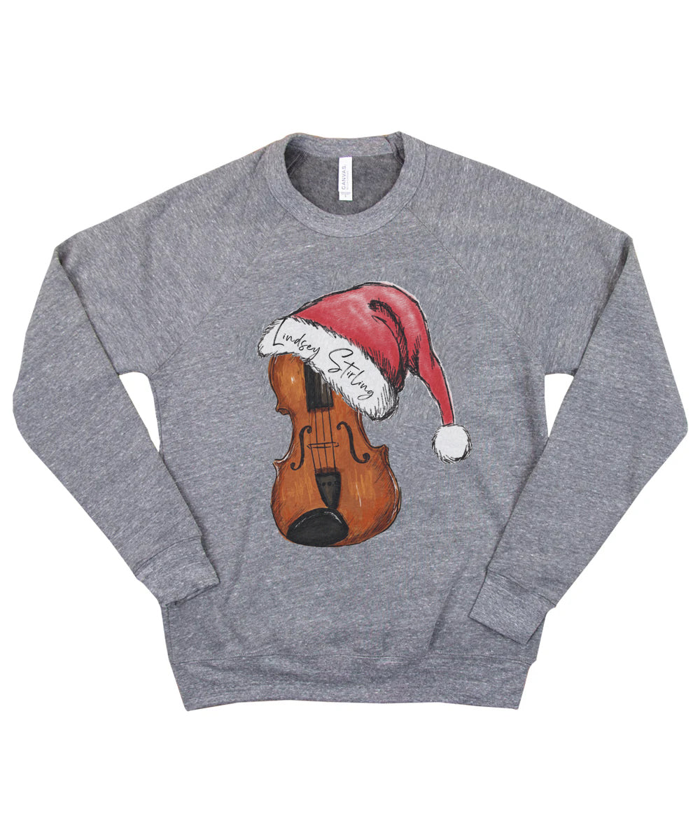 Lindsey Stirling Santa Hat Violin Crewneck Sweatshirt (Grey)