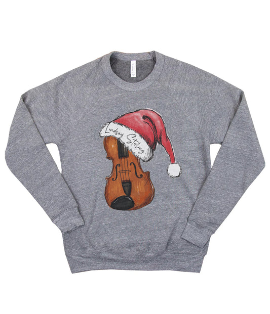 Lindsey Stirling Santa Hat Violin Crewneck Sweatshirt (Grey)